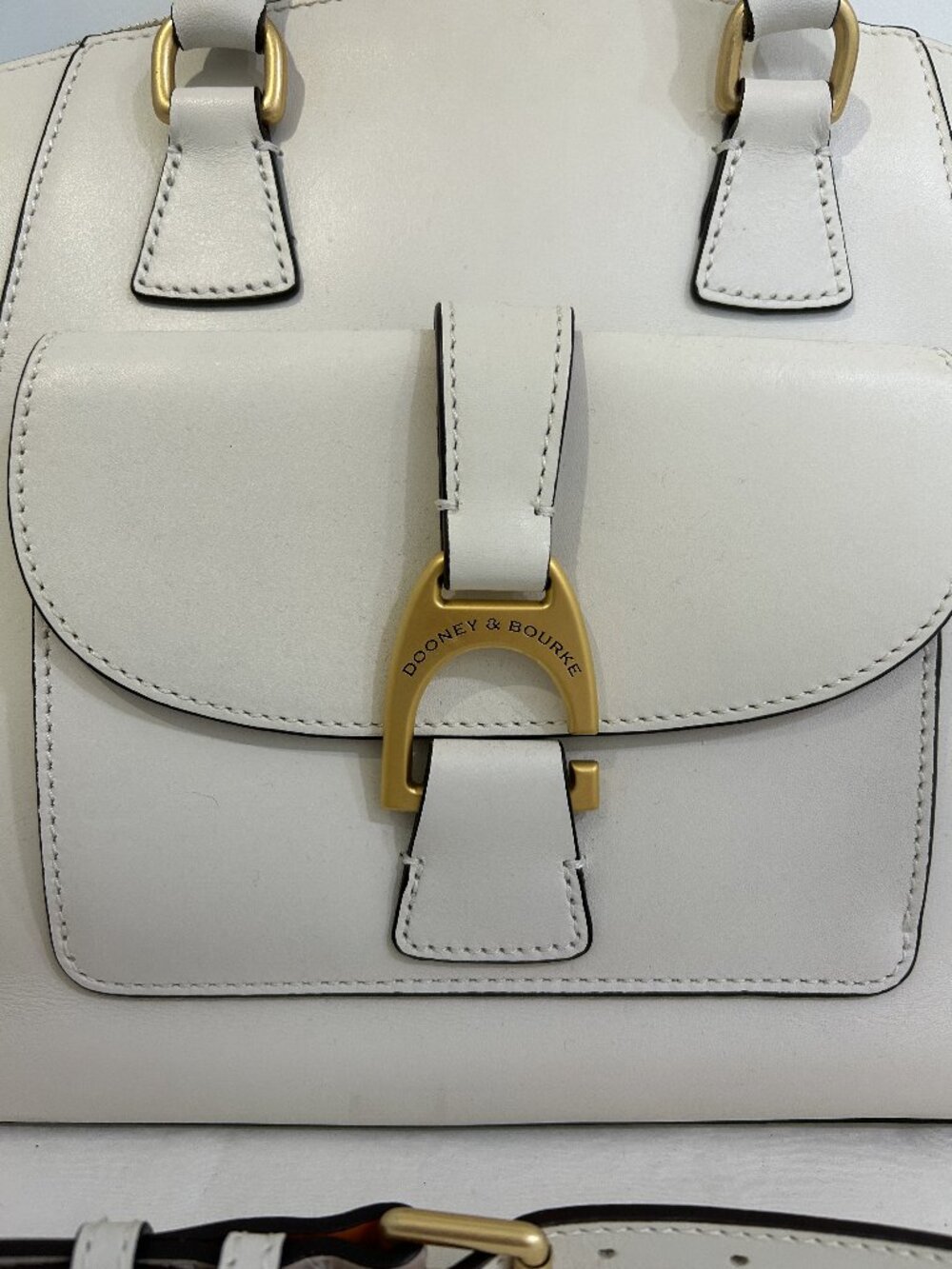 Dooney & Bourke Florentine Toscana Bone White Leather Satchel - Picture 3 of 6